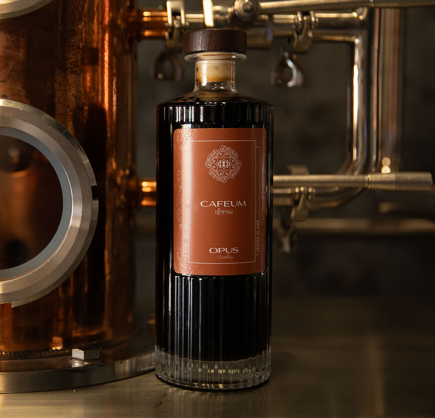 Opus Distillery Cafeum coffee liqueur bottle crafted in Laos